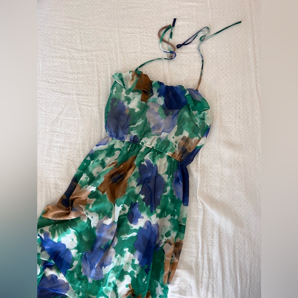 Water color halter maxi dress